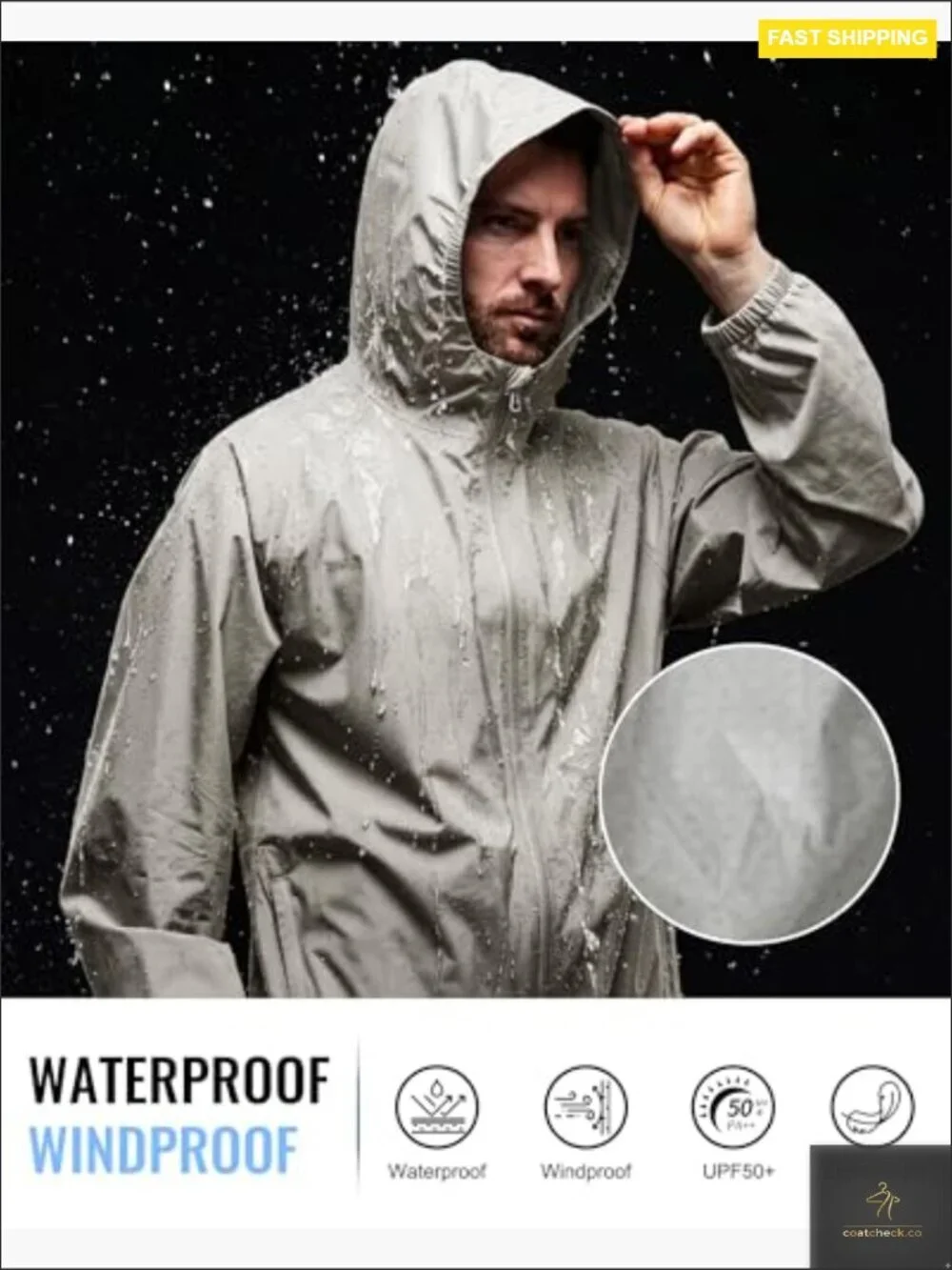 Waterproof Rain Jacket with Hood Lightweight Soft Shell Windbreaker for Golf